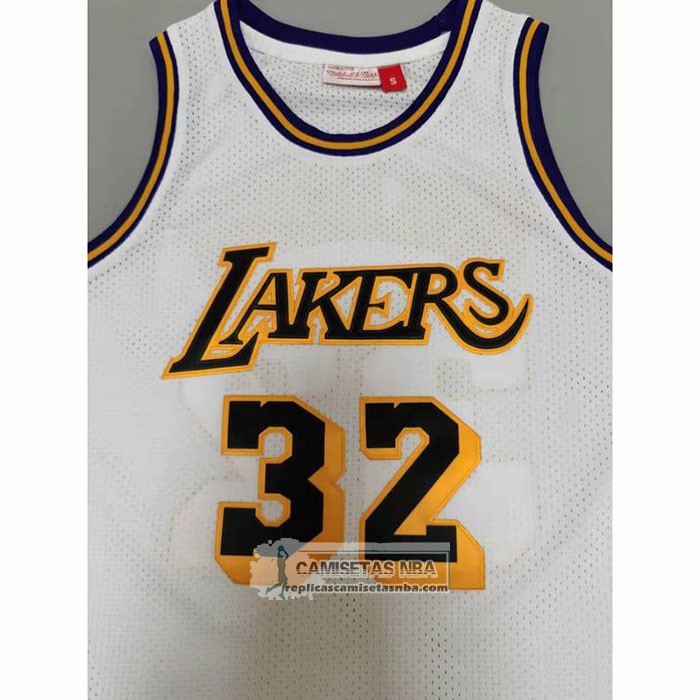 Camiseta Los Angeles Lakers Magic Johnson NO 32 Mitchell & Ness1984-85 Blanco